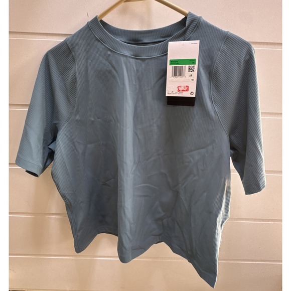 Nike Tops - Nike Zenvy Rib Women's L Dri-FIT Short-Sleeve Top HF2772-006 NWT 70$
